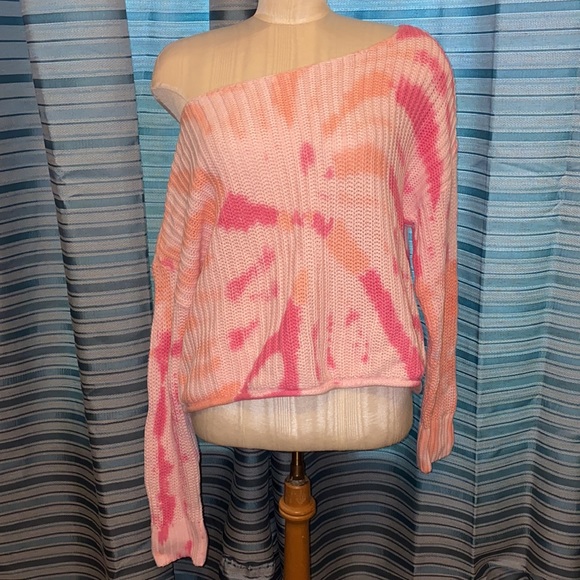 Pink Tye Dye Crop Sweater - Picture 2 of 6